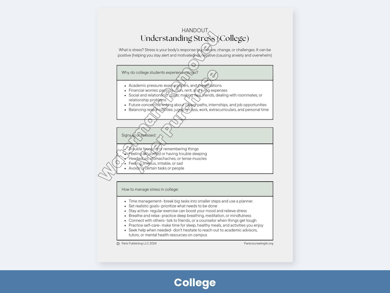 Folleto y hoja de trabajo para comprender el estrés imagen 5