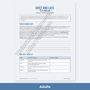 Grief and Loss Worksheets for Kids, Teens & Adults, Bereavement Therapy Printable, Coping Skills image 6