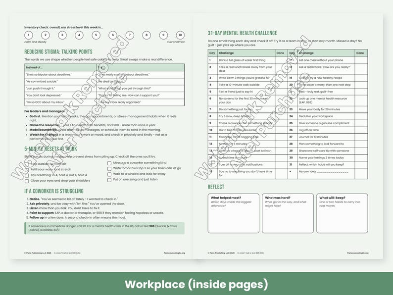 Mental Health Awareness Month Printables, Classroom Activities, Workplace Wellness Toolkit, May Posters image 5