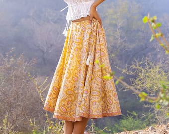 Boho Summer Skirt, Casual Summer Skirt, Festival Skirt, Yellow Midi Skirt, The Kali Skirt