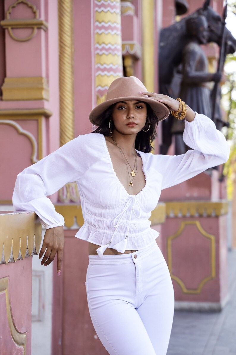 White Summer Boho Top, White Cotton Peasant Blouse, Puff Sleeve Top, Victorian Top, The Patty image 5