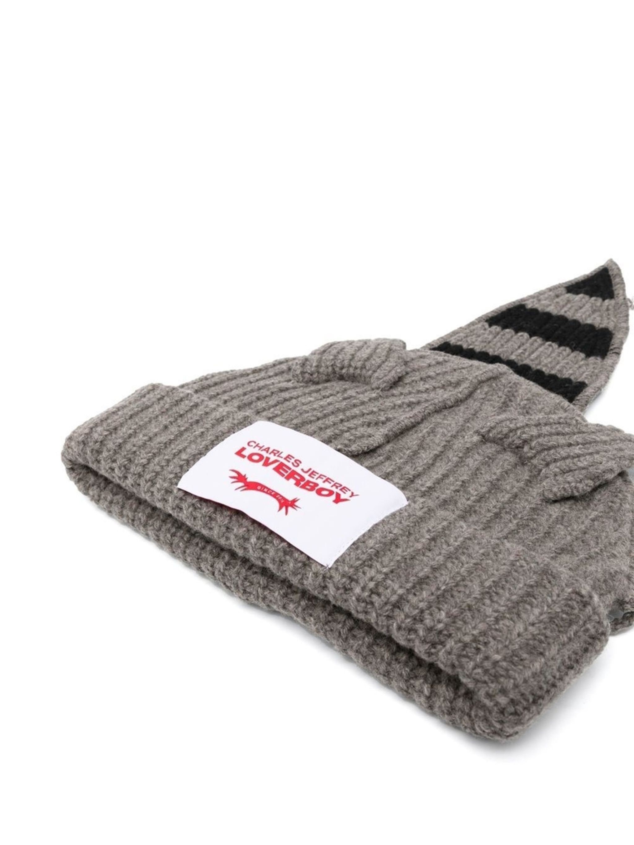 New Charles Jeffrey Loverboy Lover Boy Grey Black Chunky Racoon Tail