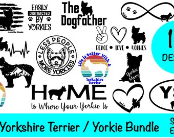Yorkie Dog SVG Bundle, Yorkshire Terrier Clipart (Digital Download)