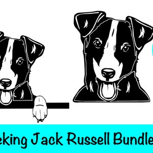 2 Peeking Jack Russell Dog SVG Bundle / Terrier Dog Clipart/ Cut File/ Cricut/ Vector/ Dxf/ Png/ Eps / JR Dog Bundle