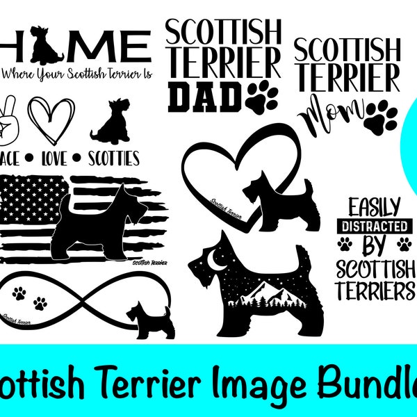 Scottish Terrier SVG Bundle / Terrier Dog Clipart/ Cut File/ Cricut/ Vector/ Dxf/ Png/ Eps / Scotty Dog Bundle