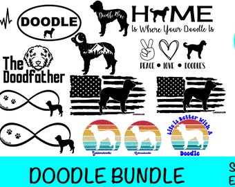 18 Doodle Images SVG Bundle / Goldendoodle Clipart/ Cut File/ Cricut/ Vector/ Dxf/ Png/ Eps / Labradoodle Dog Bundle