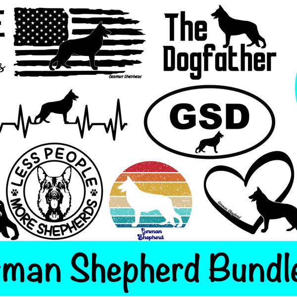 German Shepherd Images SVG Bundle / GSD Clipart/ Cut File/ Cricut/ Vector/ Dxf/ Png/ Eps / Alsatian Dog Bundle