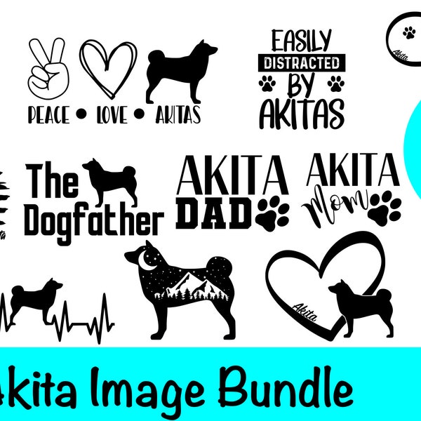 14 Akita SVG Bundle / Akita Ink Clipart/ Cut File/ Cricut/ Vector/ Dxf/ Png/ Eps /Japanese Dog Bundle