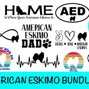 13 American Eskimo Dog Images SVG Bundle / Am Eskimo Clipart/ Cut File/ Cricut/ Vector/ Dxf/ Png/ Eps / Eskimo Dog Bundle