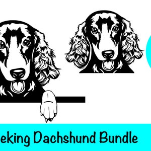 2 Peeking Dachshund Dog SVG Bundle / Weenie Dog Clipart / Cut File / Cricut / Vector / Dxf / Png / Eps / Weiner Dog Bundle
