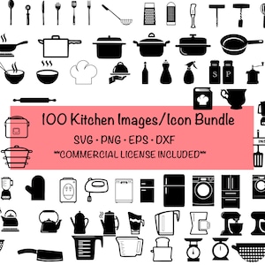 Keuken pictogrammen SVG-bestanden bundel voor Cricut, silhouet, Canva SVG EPS PNG koken chef-kok SVG restaurant illustraties