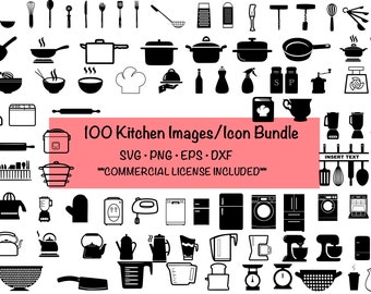 Küchen-Symbole SVG-Bundle, Chef Kochen Clip Art (Digitale Dateien)
