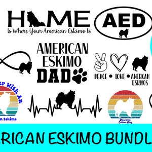 13 American Eskimo Dog Images SVG Bundle / Am Eskimo Clipart/ Cut File/ Cricut/ Vector/ Dxf/ Png/ Eps / Eskimo Dog Bundle