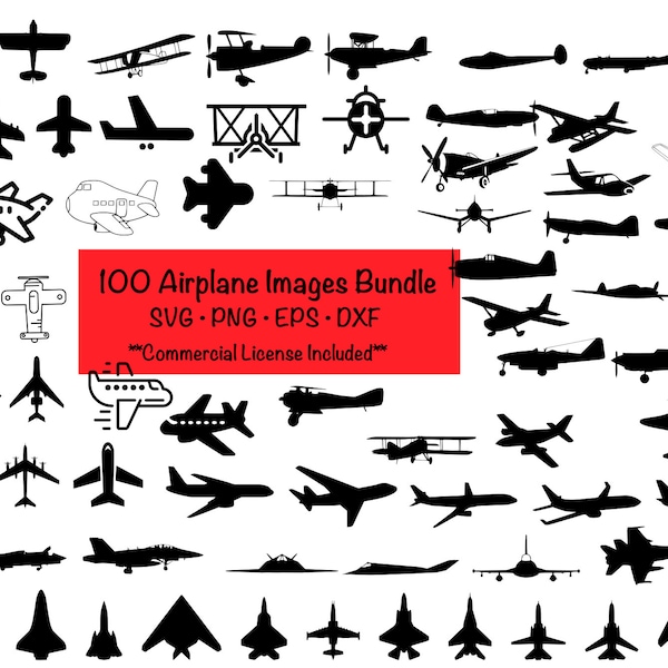 Airplane plane images bundle | SVG png eps dxf | for cricut and silhouette | airplane jet biplane airliner images