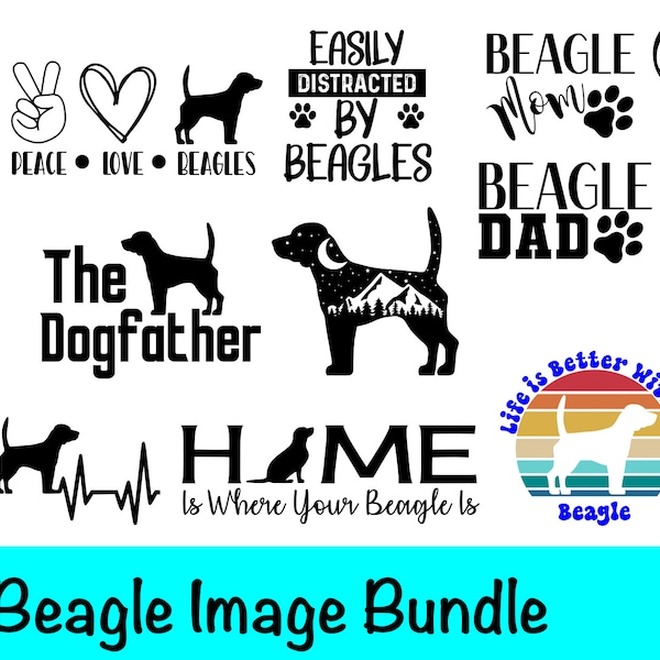 14 Beagle SVG Bundle / Beagle Dog Clipart/ Cut File/ Cricut/ Vector/ Dxf/ Png/ Eps / Hunting Dog Bundle