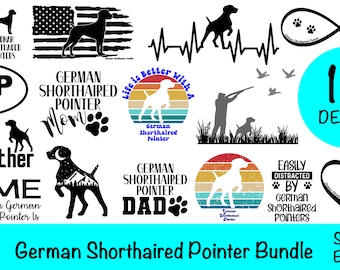 German Shorthaired Pointer SVG Bundle / Pointer Dog Clipart/ Cut File/ Cricut/ Vector/ Dxf/ Png/ Eps / Hunting Dog Bundle