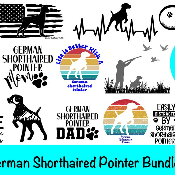 German Shorthaired Pointer SVG Bundle / Pointer Dog Clipart/ Cut File/ Cricut/ Vector/ Dxf/ Png/ Eps / Hunting Dog Bundle