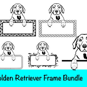 7 Peeking Golden Retriever Dog SVG Frame Bundle / Golden Dog Clipart/ Cut File/ Cricut/ Vector/ Dxf/ Png/ Eps / Hunting Bundle