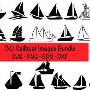 30 Sailboat / Pirate ship / Yacht Image Bundle svg eps dxf png for cricut silhouette canvas