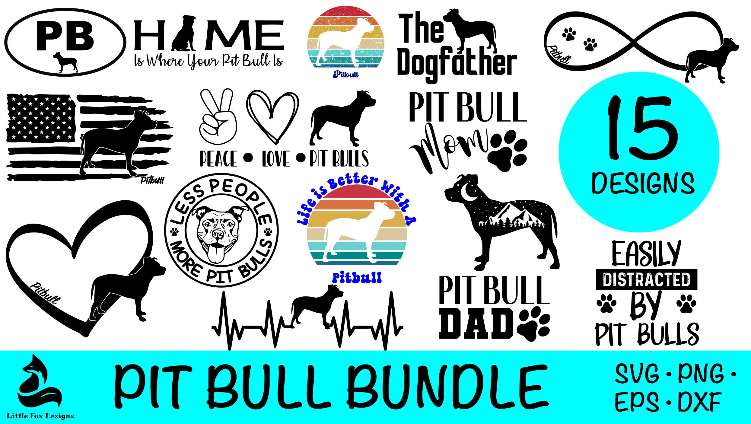 Pit Bull Terrier Images SVG Bundle / Pitbull Clipart/ Cut File/ Cricut/ Vector/ Dxf/ Png/ Eps / Pitty Dog Bundle