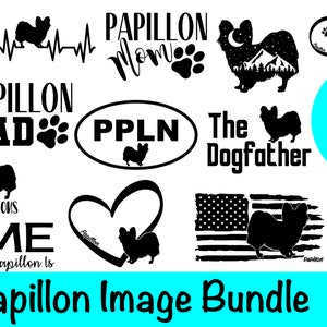 14 Papillon Dog SVG Bundle / Toy Dog Clipart / Cut File / Cricut / Vector / Dxf / Png / Eps / Butterfly Dog Bundle