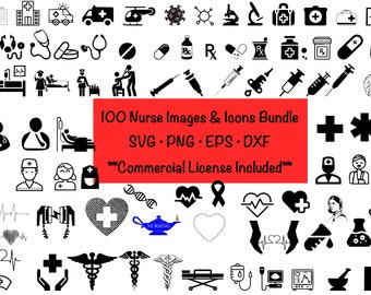 Nurse  Nursing Icons SVG files Bundle for Cricut, Silhouette, Canva svg eps png Medical Hospital svg Nursing school clip art