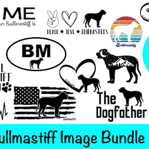 14 Bullmastiff SVG Bundle / Mastiff Dog Clipart/ Cut File/ Cricut/ Vector/ Dxf/ Png/ Eps / Bull Mastiff Dog Bundle