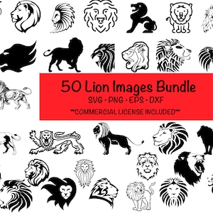 Paquete SVG León / León Clip art / archivo cortado / png eps dxf / para cricut silueta canva