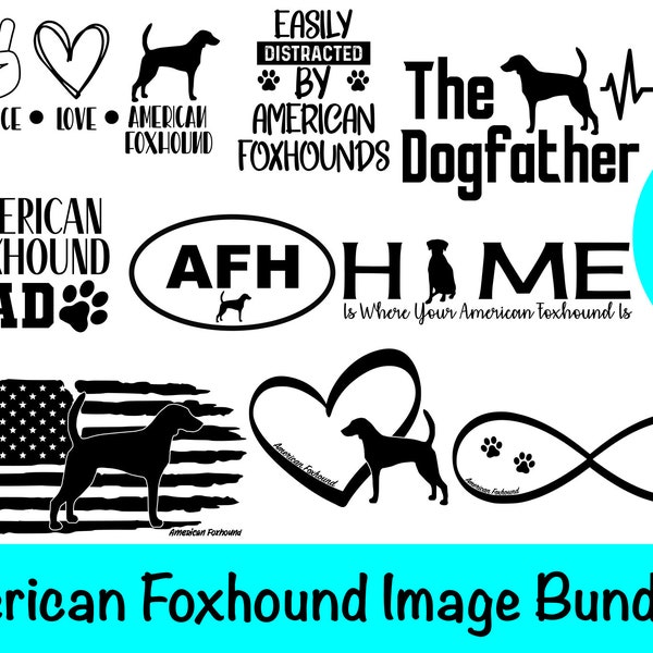 14 American Foxhound Dog SVG Bundle / Fox Hound Clipart/ Cut File/ Cricut/ Vector/ Dxf/ Png/ Eps / AFH Bundle