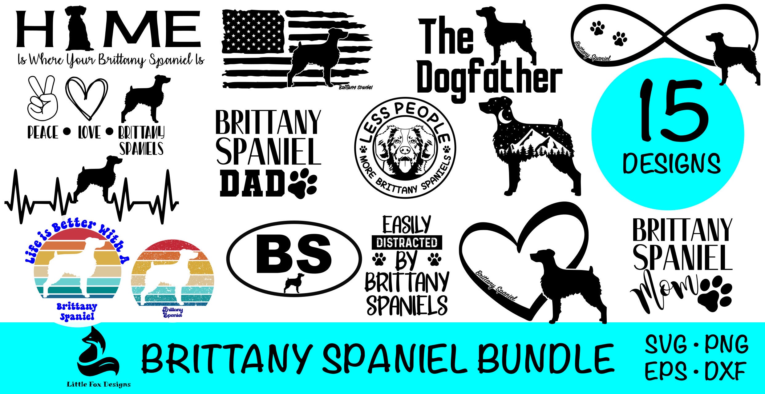 15 Brittany Spaniel SVG Bundle / Brittany Clipart/ Cut File/ Cricut ...