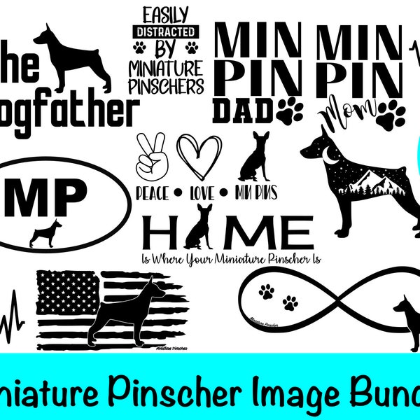 Miniature Pinscher Dog SVG Bundle / Mini Pin Clipart/ Cut File/ Cricut/ Vector/ Dxf/ Png/ Eps / Min Pin Bundle