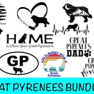 Pyrenäen SVG Bundle / Pyrenäen Sennenhund Clipart / Cut File / Cricut / Vektor / Dxf / Png / Eps / Arbeitshund Bundle
