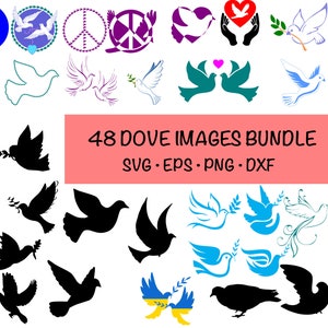 48 Dove Images Bundle SVG / Pigeon svg / Peace svg / Bird svg / Dove decorations / Clipart / Cut Files / Cricut / Silhouette / DXF / Vecto