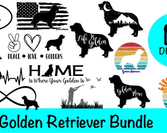 Golden Retriever Dog SVG Bundle / Golden Clipart/ Cut File/ Cricut/ Vector/ Dxf/ Png/ Eps / Goldie Bundle dog clip art