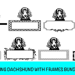 7 Peeking Dachshund Dog SVG Frame Bundle / Weenie Dog Clipart/ Arquivo de corte/ Cricut/ Vector/ Dxf/ Png/ Eps / Pacote de cachorro Weiner