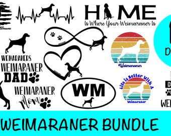 Weimaraner SVG Clipart Bundle, Dog Breed Vector Graphics (Digital Download)