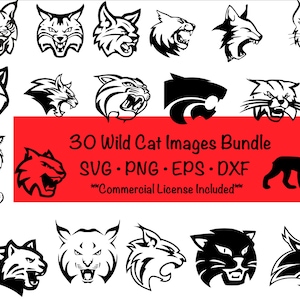 Wildcat SVG Bundle / Wild Cat Clipart/ Cut File/ Cricut/ Vector/ Dxf/ Png/ Eps / Lynx/ Cougar / Bobcat
