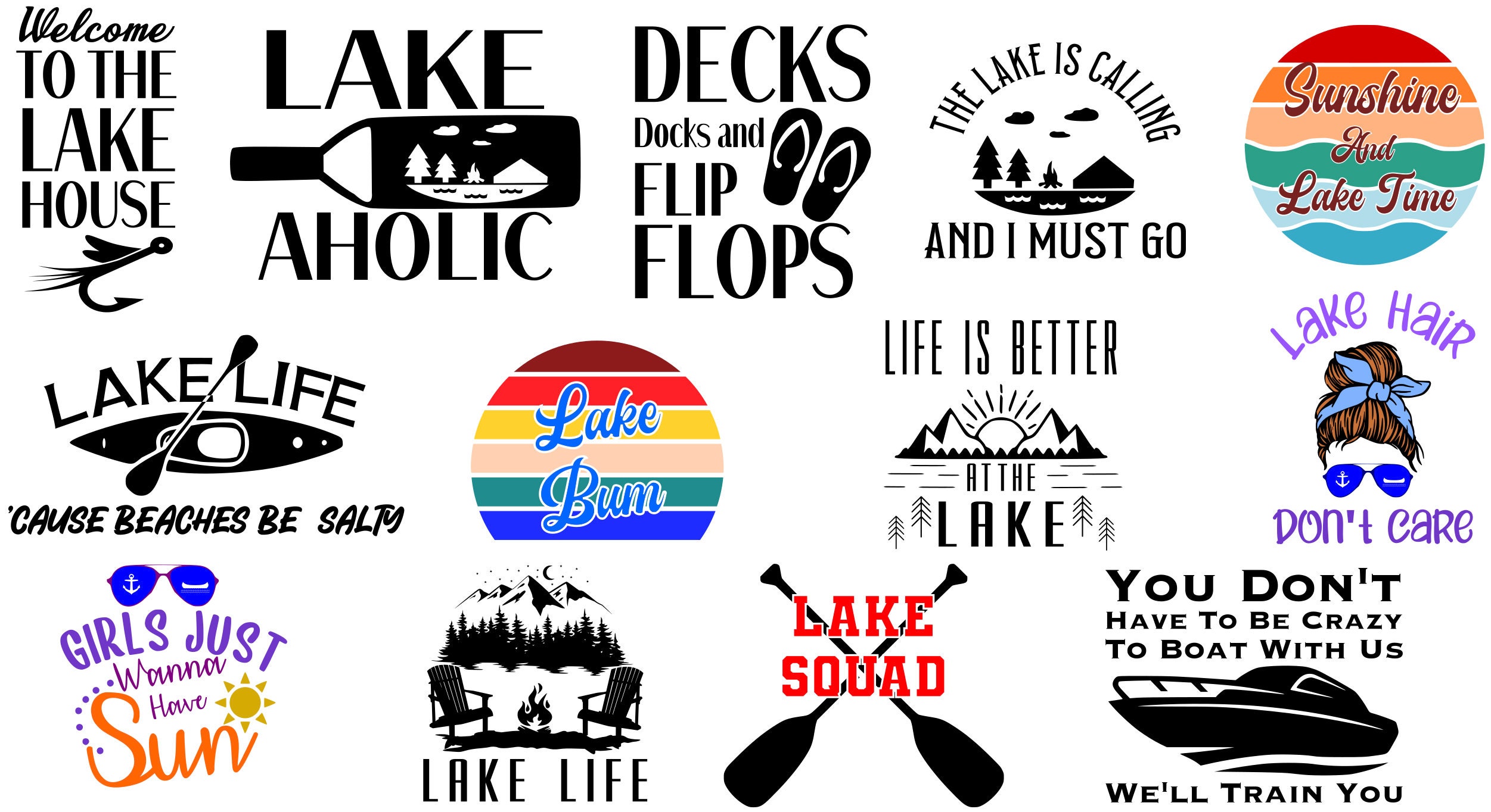Lake Life Bundle for Cricut, Silhouette, Canva SVG PNG eps dxf