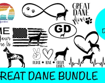 Paquete de imágenes prediseñadas SVG de danés, imágenes de razas de perros (descarga digital)