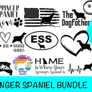 English Springer Spaniel Images SVG Bundle / Springer Clipart/ Cut File/ Cricut/ Vector/ Dxf/ Png/ Eps / Welsch Springer Dog Bundle