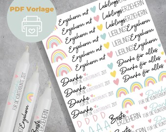 Plantilla de tatuajes de velas PDF | Educador | Película de tobogán de agua | descarga digital tatuajes de velas pegatina de vela regalo de despedida de jardín de infantes