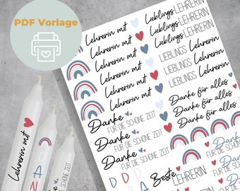 Kerzentattoos Vorlage PDF | Lehrerin | Wasserschiebefolie | digitaler Download Kerzen Tattoos Kerzensticker Schule Abschied Geschenk