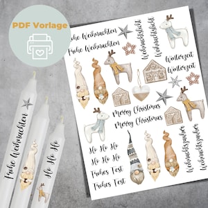 Candle Tattoos for Christmas PDF | Christmas set 2 | Water slide film | digital download candle tattoos