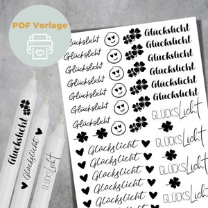 Candle Tattoos Template PDF | Lucky Light Set 2 | Water slide film | digital download candle tattoos candle stickers