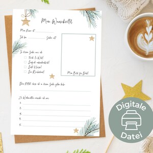 PDF Download | Brief an den Weihnachtsmann | Kinder Wunschzettel | Weihnachten Digital