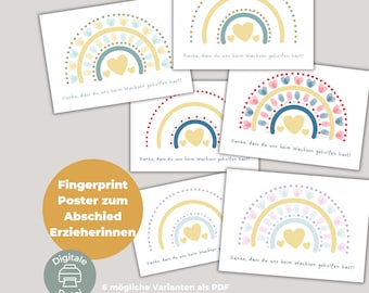PDF farewell gift for a teacher | fingerprint poster for farewell | rainbow fingerprint teacher | small gift | DIY download