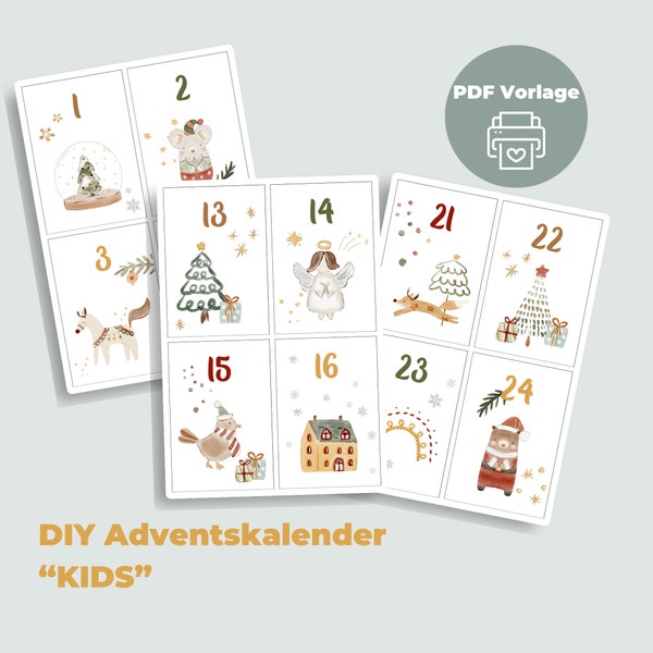 PDF Advent calendar for children to print out | DIY calendar | Make and craft Advent cards yourself | Digital Download