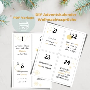 PDF Adventskalender Weihnachtssprüche zum Ausdrucken DIY Kalender Adventskarten selber machen und basteln Digitaler Download Bild 5
