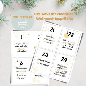 印刷できる PDF アドベント カレンダー「クリスマスの格言」 | DIYカレンダー |アドベント カードを自分で作って作成する |デジタルダウンロード