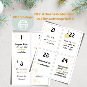 PDF Adventskalender Weihnachtssprüche zum Ausdrucken DIY Kalender Adventskarten selber machen und basteln Digitaler Download Bild 5